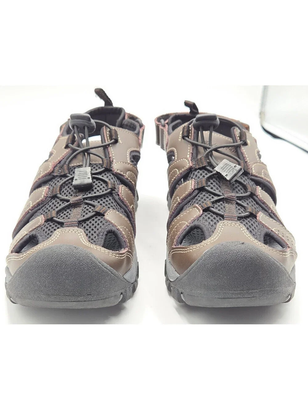 Eddie Bauer Stewart Leather Hiking Sport Sandal Brown Closed Toe Hiking 11M